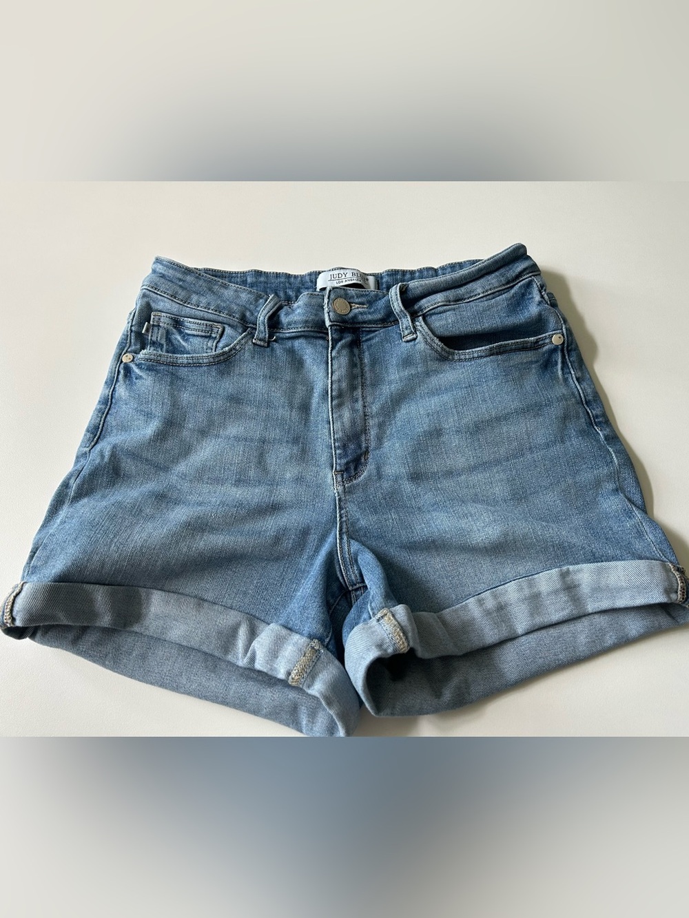 Light Blue Denim Roll-Cuff Women’s Shorts